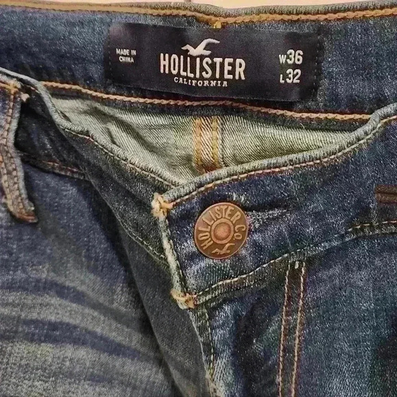 Men's Hollister Advanced Stretch Skinny Fit Distressed Blue Jeans Sz 36×32 - Picture 8 of 8